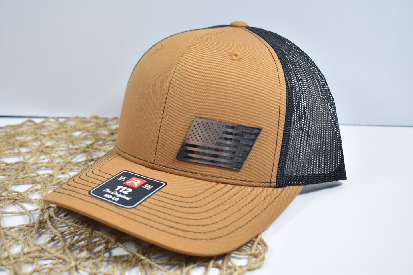 American Flag Silver Acrylic Patch Hat