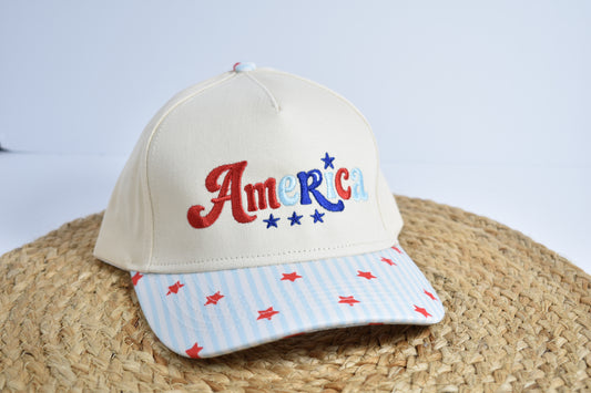 America Embroidered Patriotic Hat