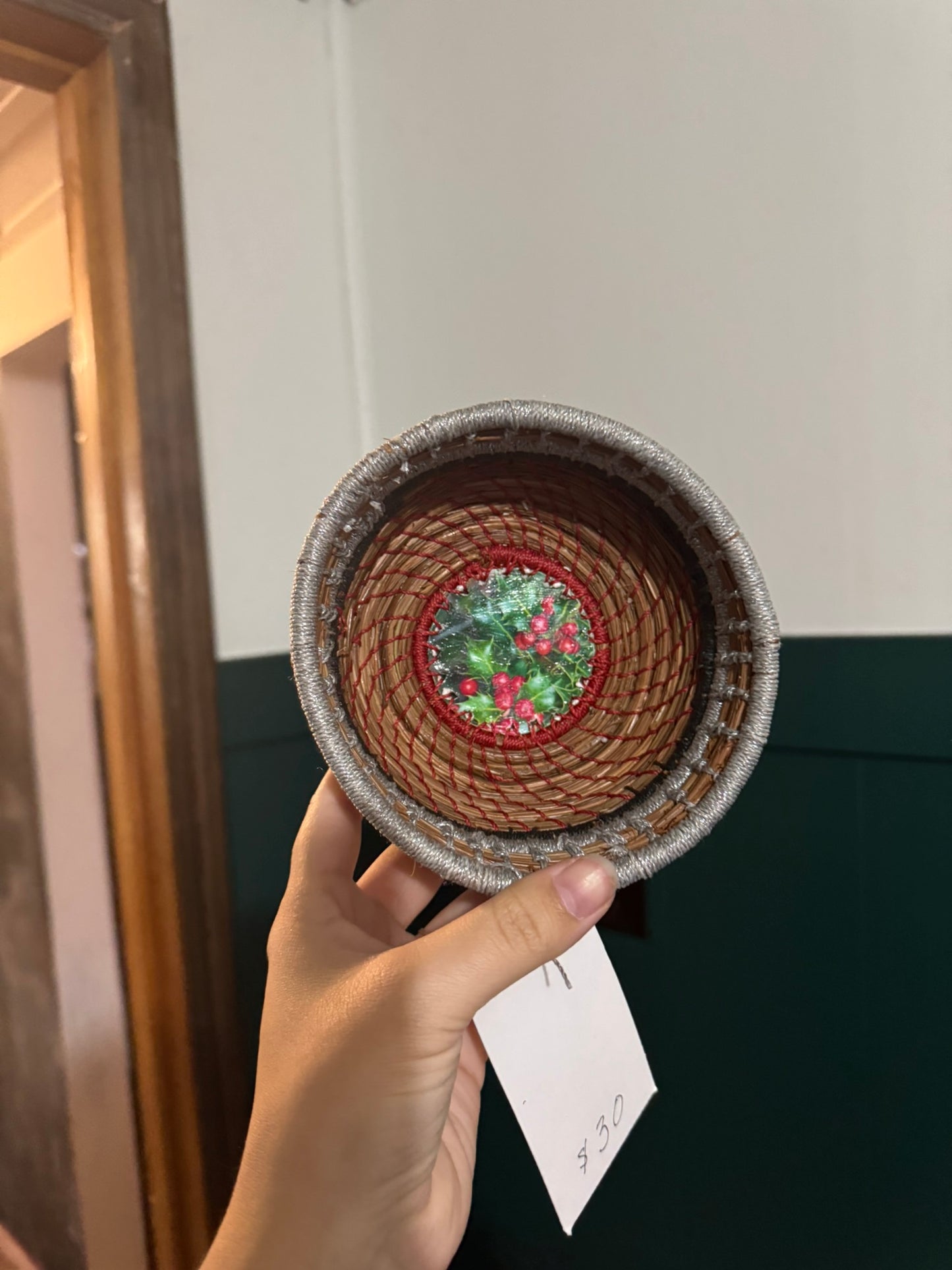 Christmas Holly Small Basket