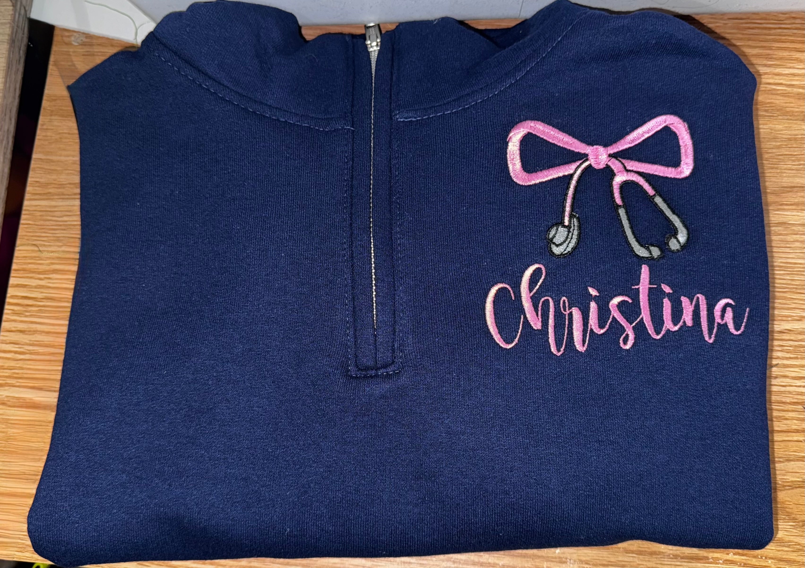 Embroidered Quarter Zip Nurse Sweatshirt