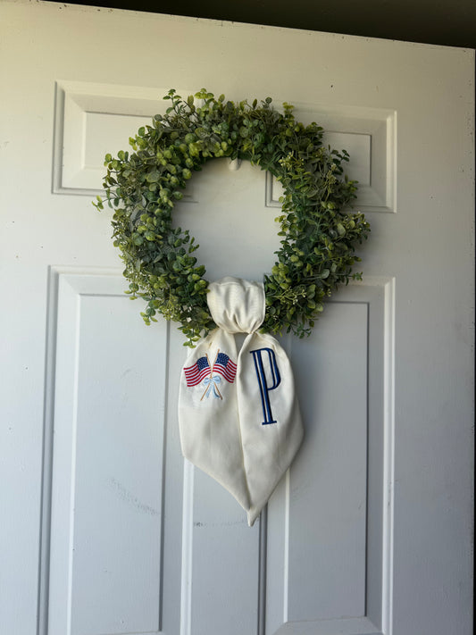 American Flag Embroidered Wreath Sash