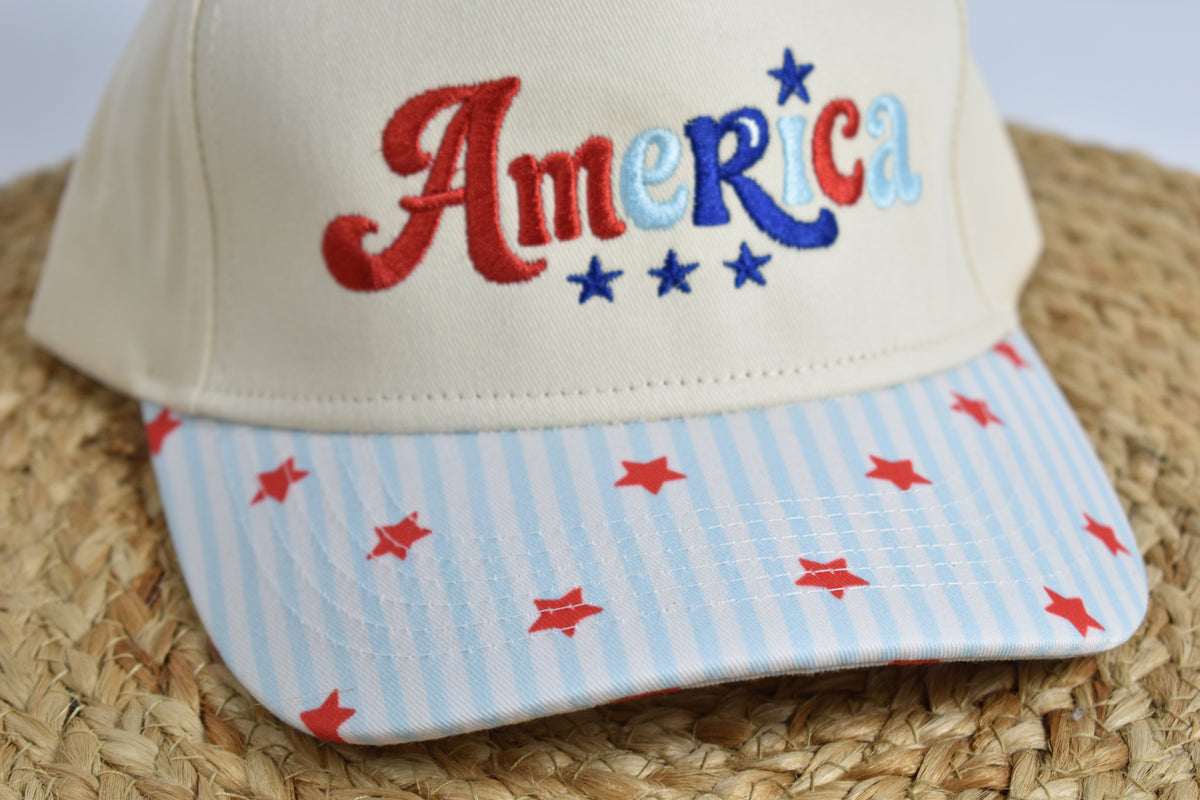 America Embroidered Patriotic Hat