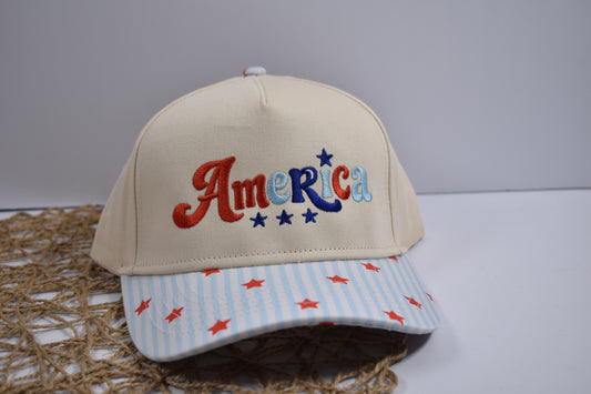 America Embroidered Patriotic Hat