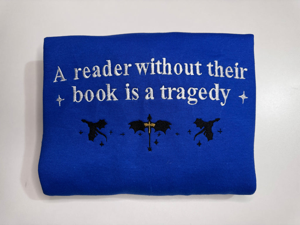 Book Reader Dragon Embroidered Sweatshirt
