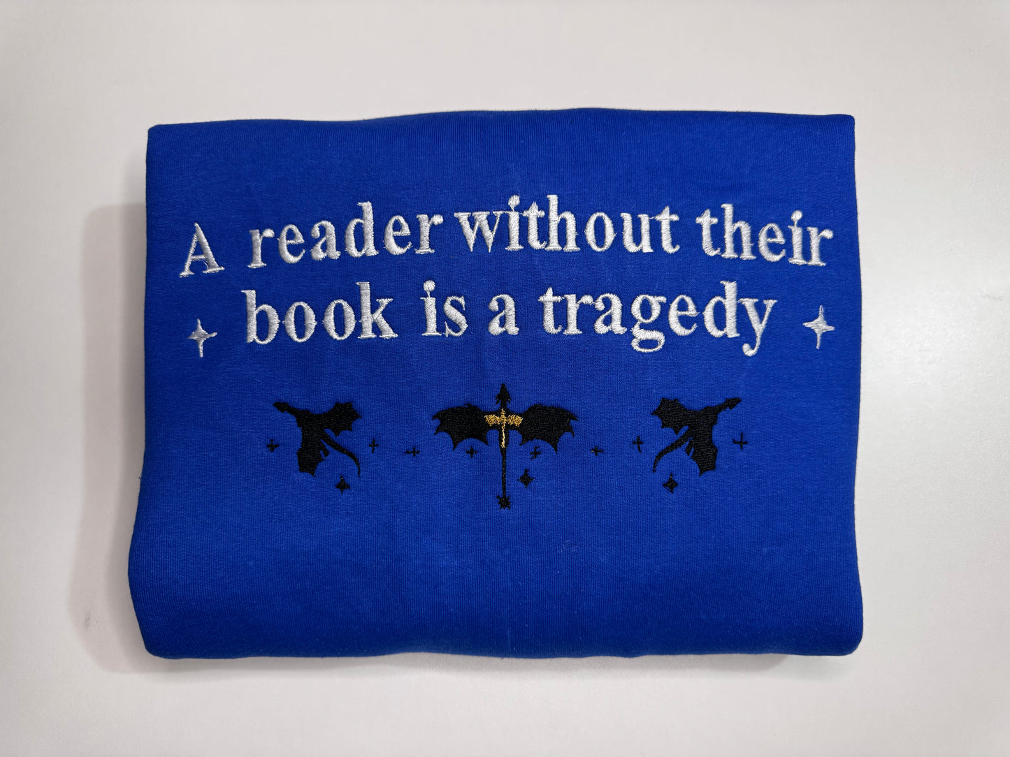 Book Reader Dragon Embroidered Sweatshirt