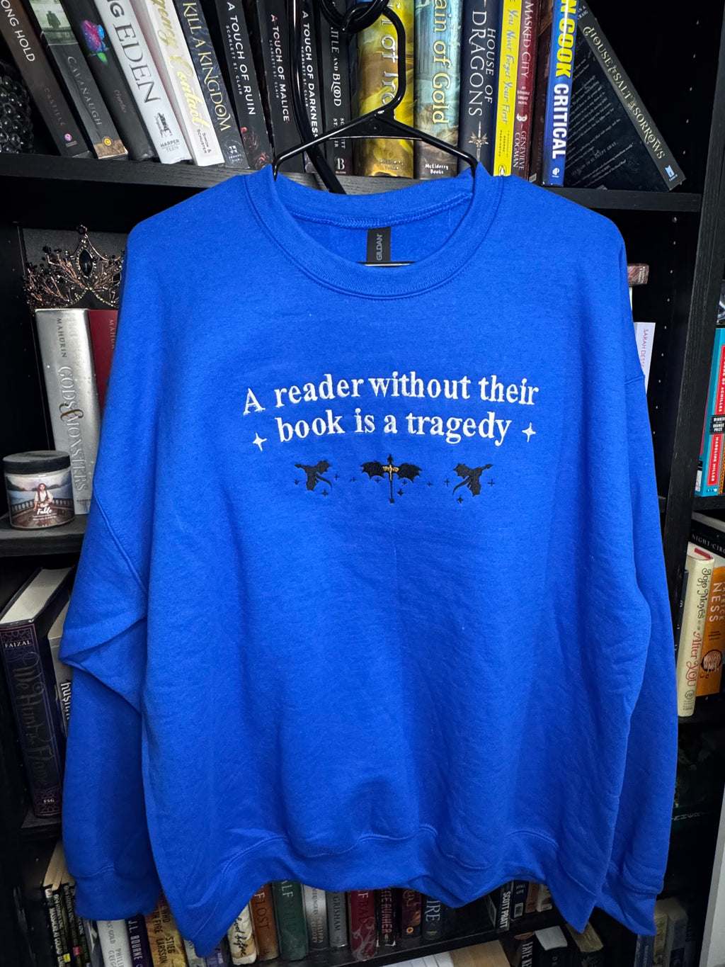 Book Reader Dragon Embroidered Sweatshirt