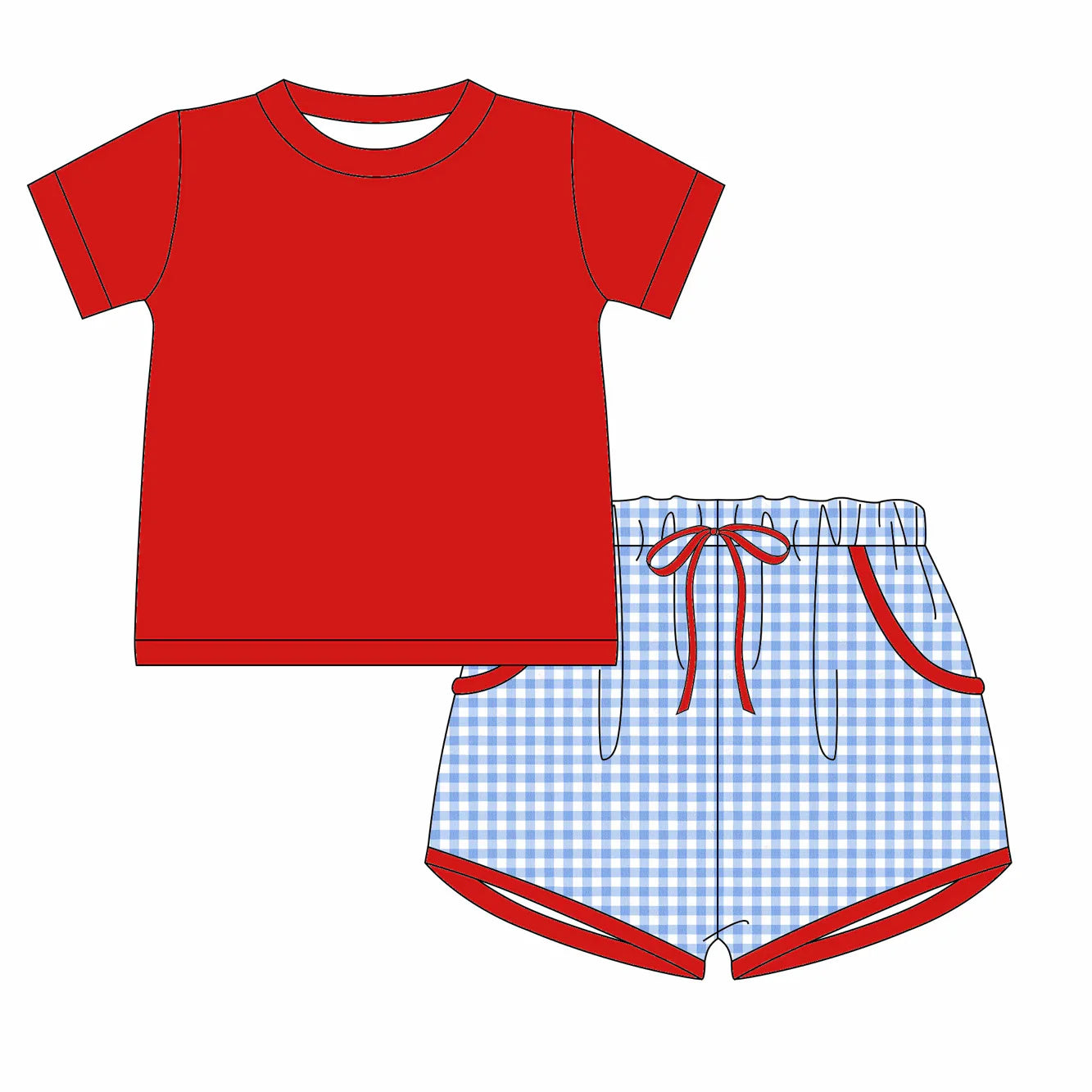 All American Gingham Shorts Set