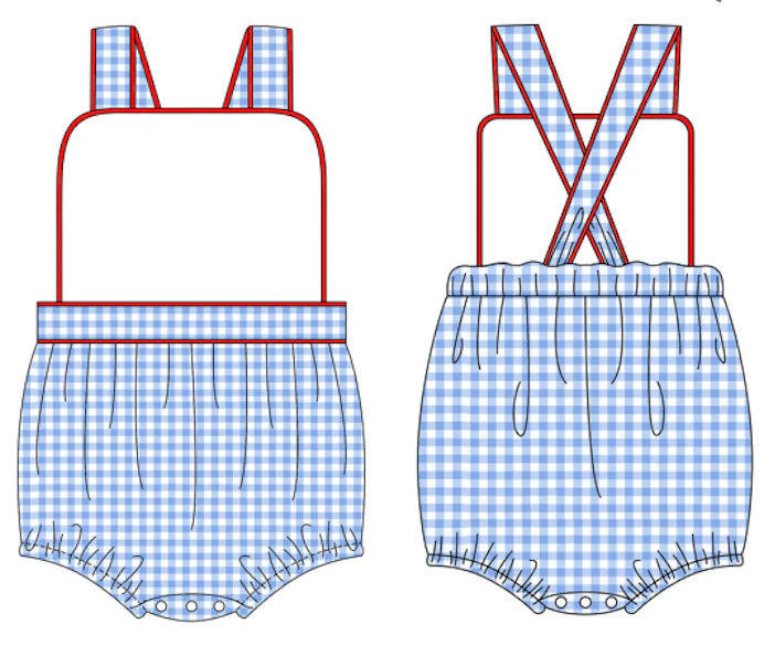 All American Gingham Boy Suspender Bubble