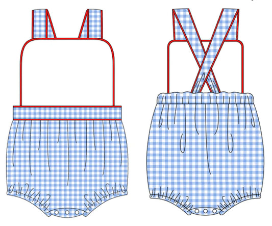 All American Gingham Boy Suspender Bubble