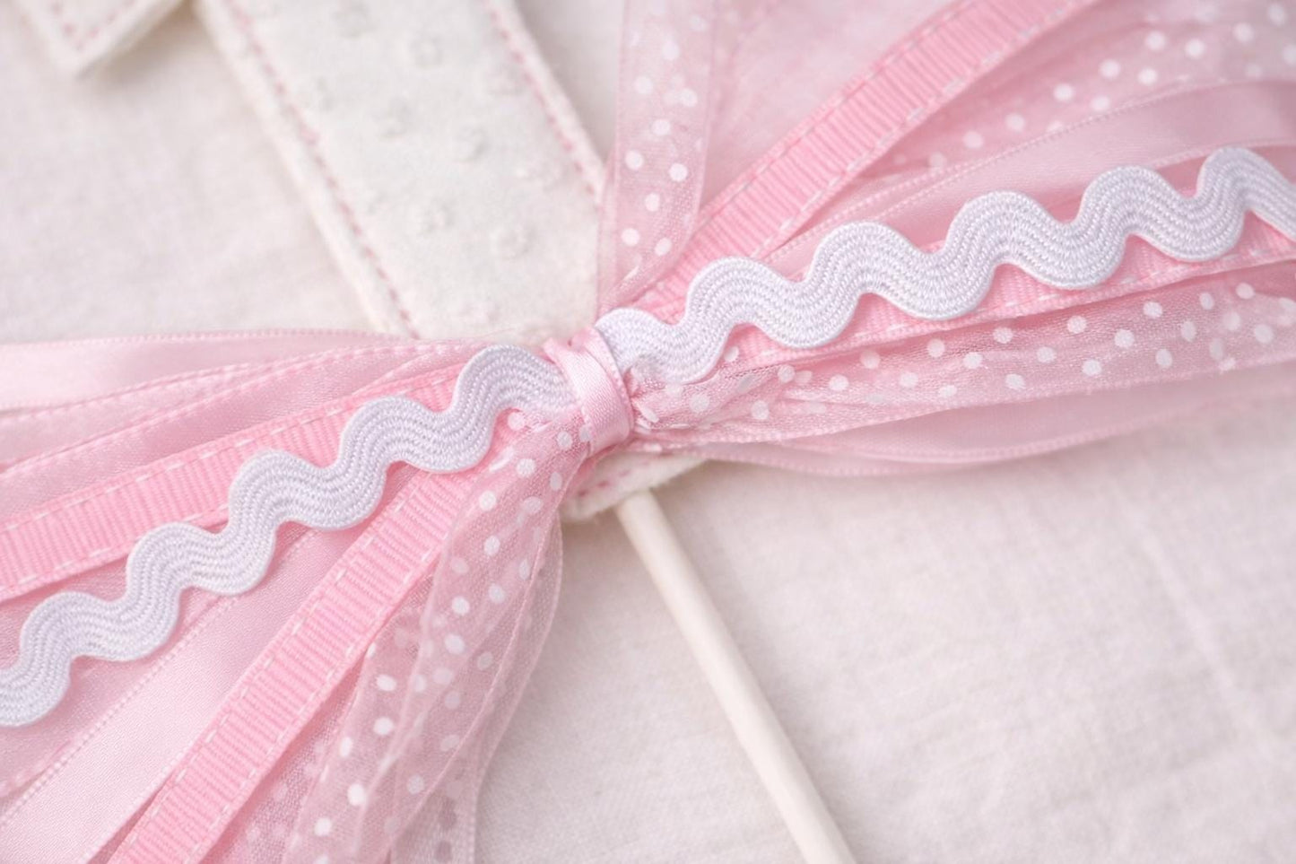 Handmade Pink Bow Number 1 Cake Topper, First Birthday