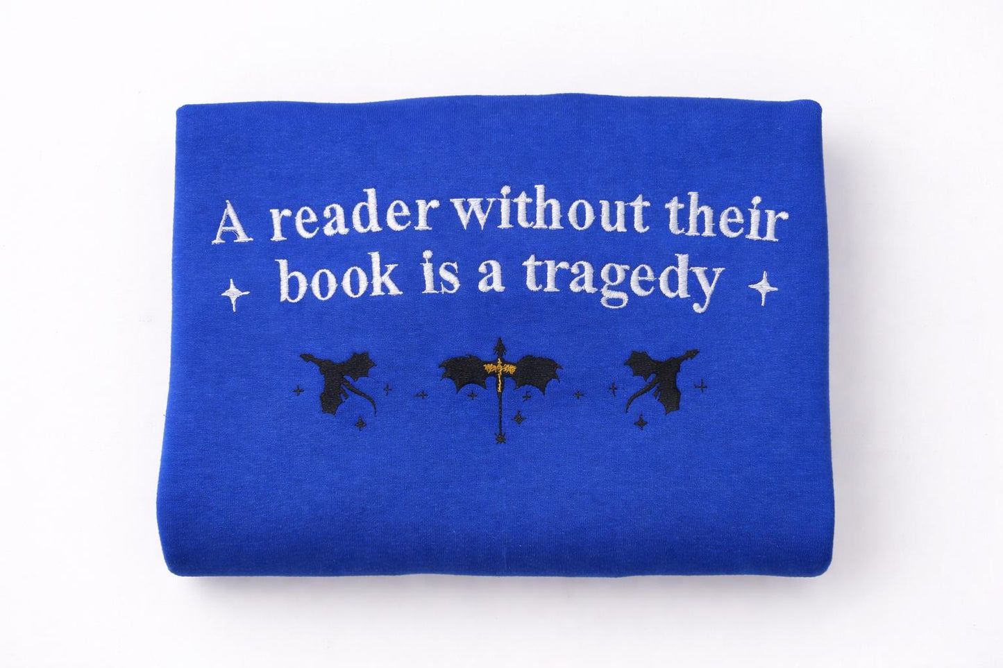 Embroidered Dragon Sweatshirt, Book Lover Gift, Fantasy Reader Crewneck